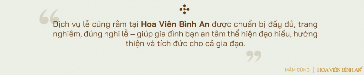 Dịch vụ lễ cúng rằm tại Hoa viên Bình An